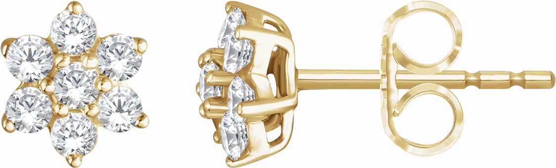 14K Yellow 3/8 CTW Diamond Flower Earrings