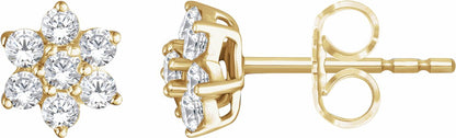14K Yellow 3/8 CTW Diamond Flower Earrings