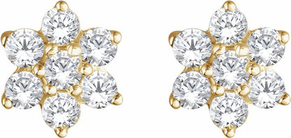 14K Yellow 3/8 CTW Diamond Flower Earrings