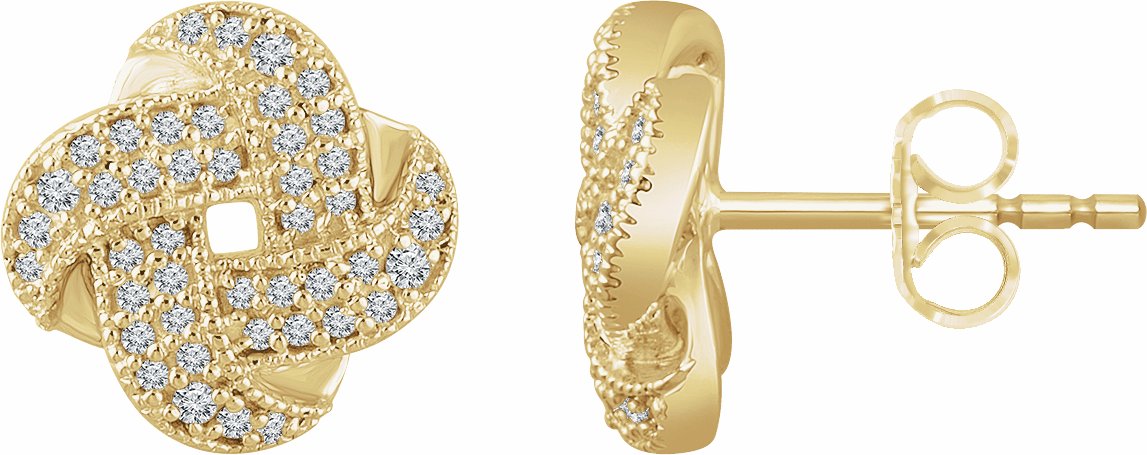 14K Yellow 1/3 CTW Diamond Knot Earrings