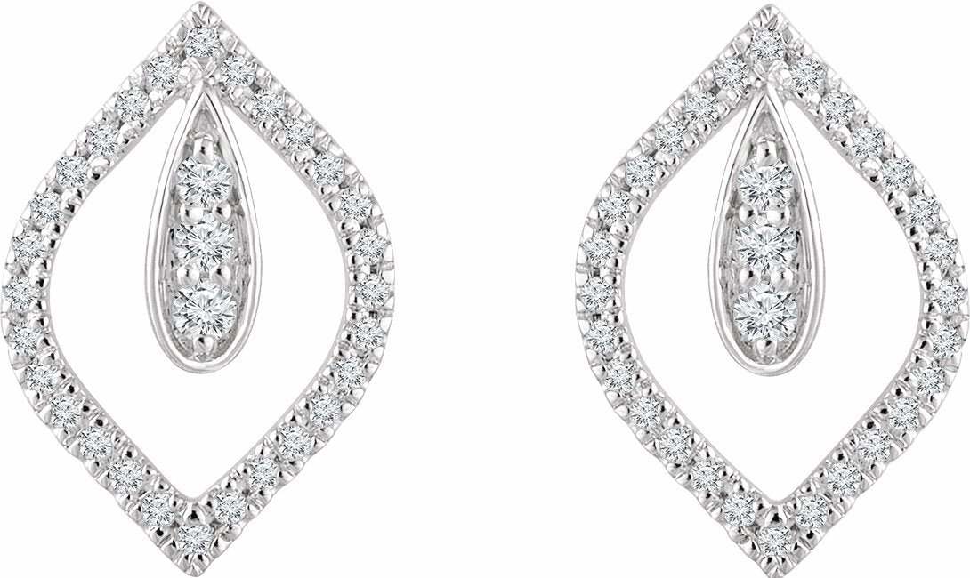 14K White 1/4 CTW Diamond Freeform Earrings