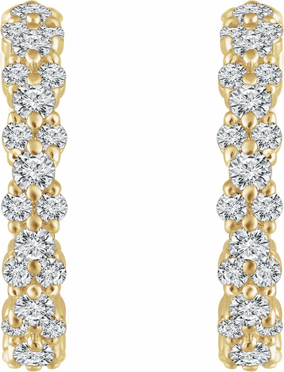14K Yellow 5/8 CTW Diamond Hoop Earrings