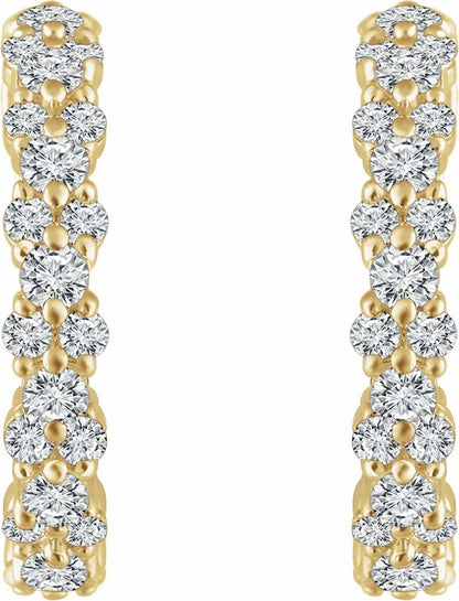 14K Yellow 5/8 CTW Diamond Hoop Earrings