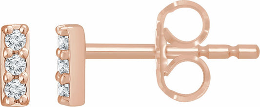 14K Rose .05 CTW Diamond Bar Earrings