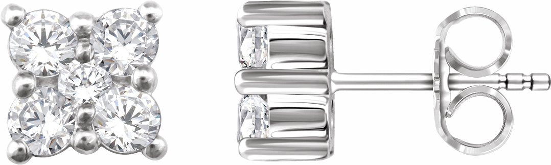 14K White 1/2 CTW Diamond Cluster Earrings