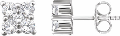 14K White 1/2 CTW Diamond Cluster Earrings