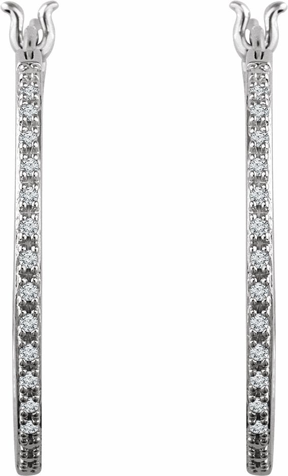 14K White 1/4 CTW Diamond Hoop Earrings