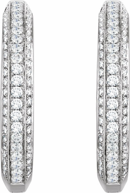 14K White 3/4 CTW Diamond Hoop Earrings