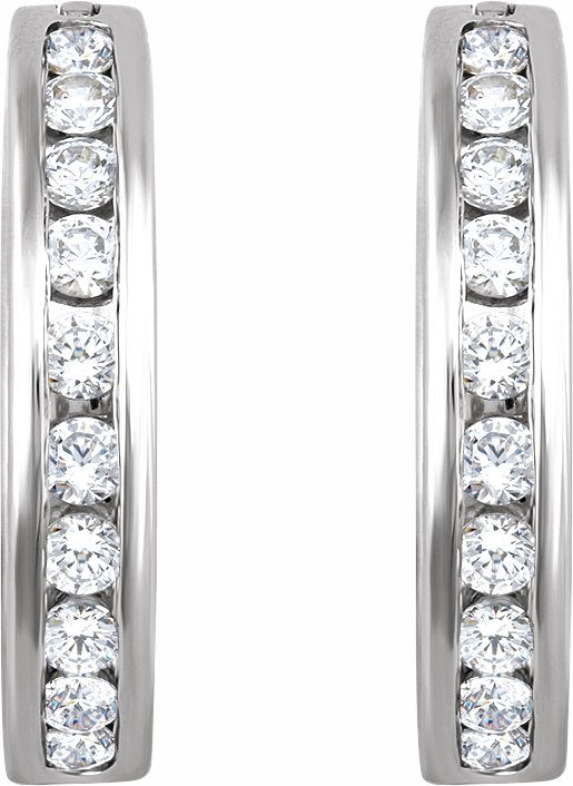 14K White 1/2 CTW Diamond Hoop Earrings