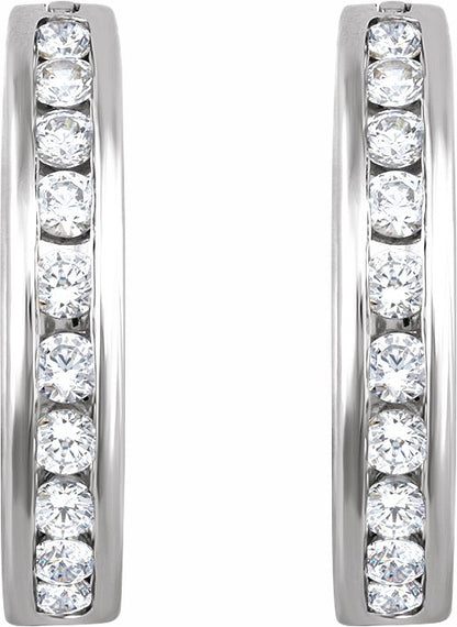 14K White 1/2 CTW Diamond Hoop Earrings
