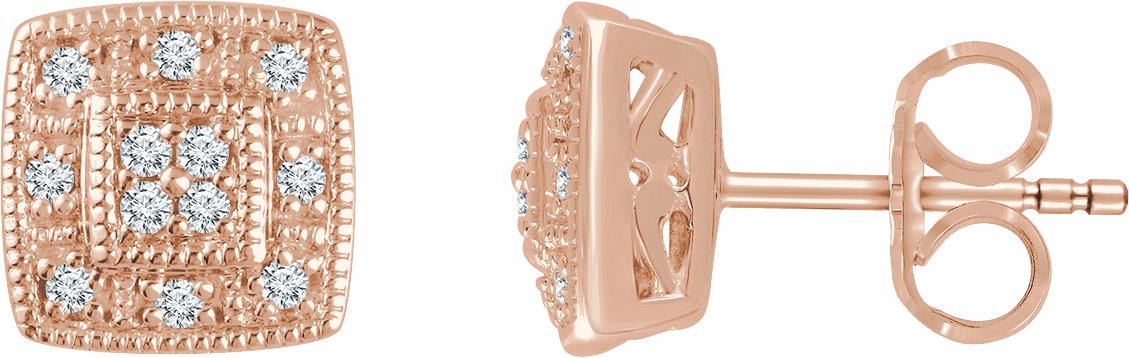 14K Rose 1/10 CTW Diamond Cluster Earrings