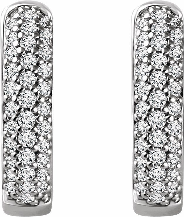 14K White 1/3 CTW Diamond Hoop Earrings