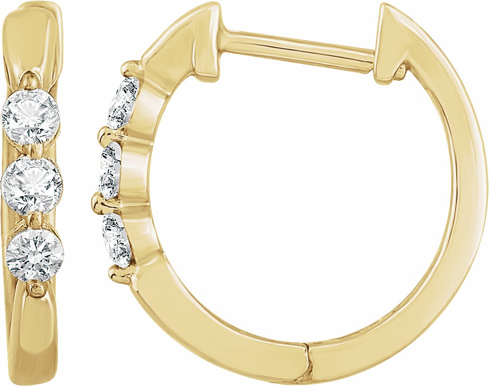 14K Yellow 1/4 CTW Diamond Hoop Earrings