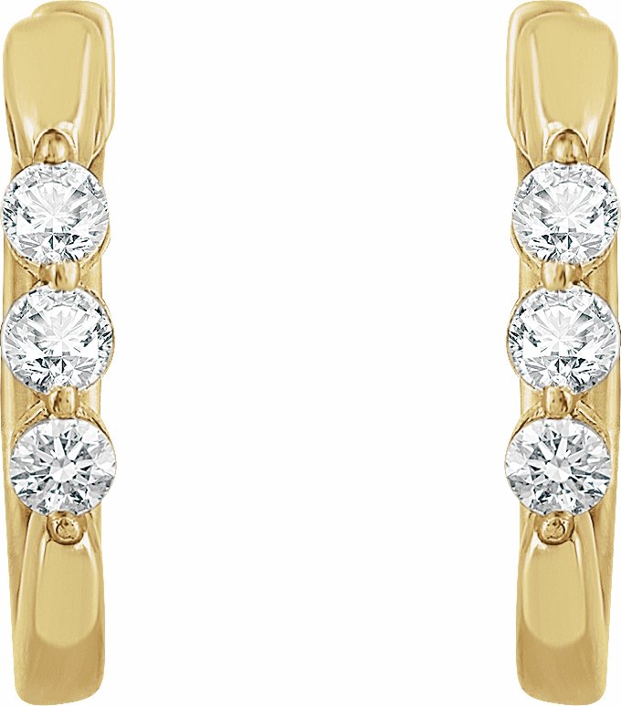 14K Yellow 1/4 CTW Diamond Hoop Earrings