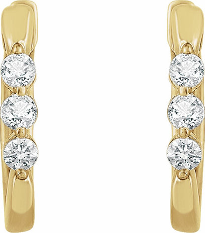 14K Yellow 1/4 CTW Diamond Hoop Earrings