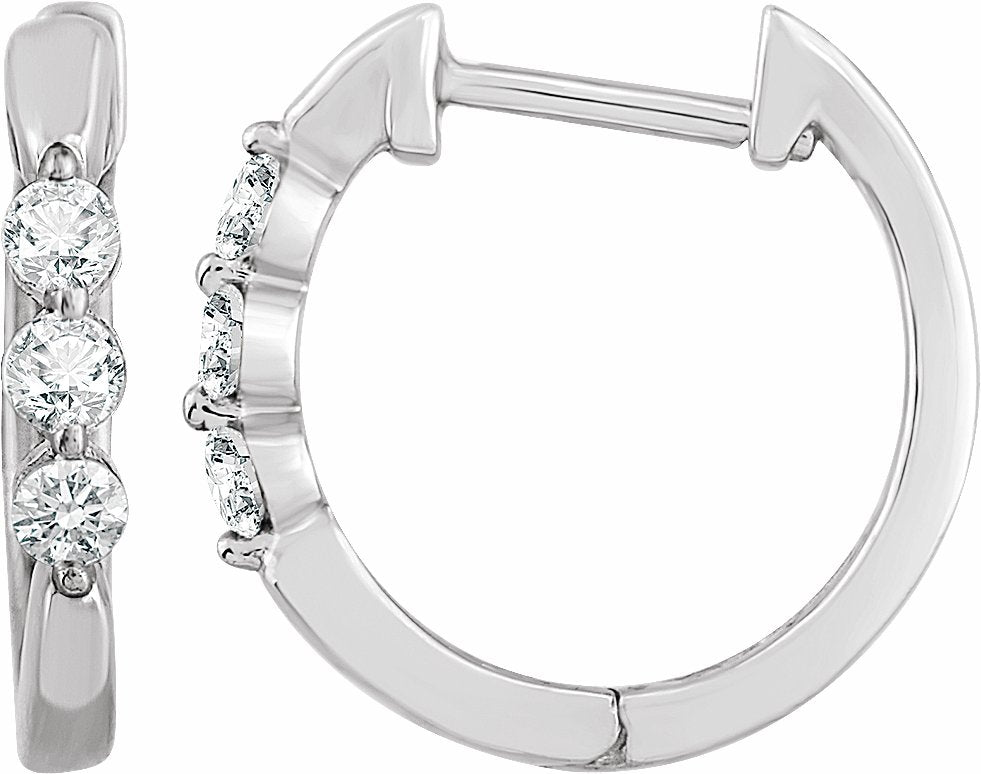 14K White 1/4 CTW Diamond Hoop Earrings