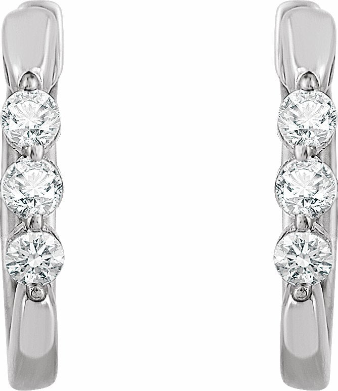 14K White 1/4 CTW Diamond Hoop Earrings