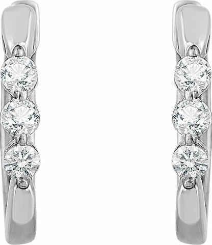 14K White 1/4 CTW Diamond Hoop Earrings