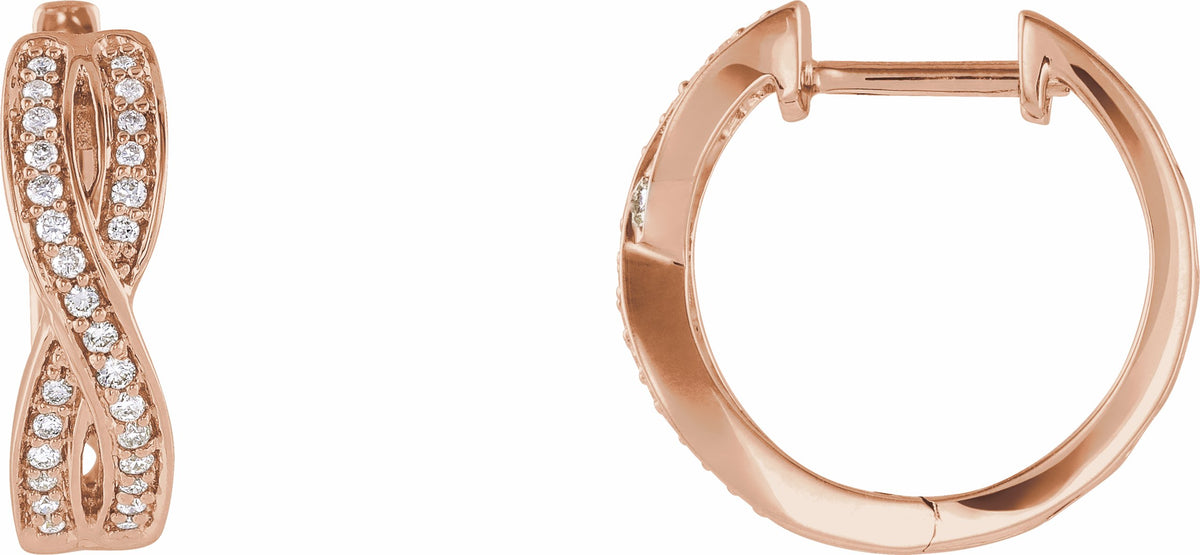 14K Rose 1/5 CTW Diamond Infinity-Inspired Hoop Earrings