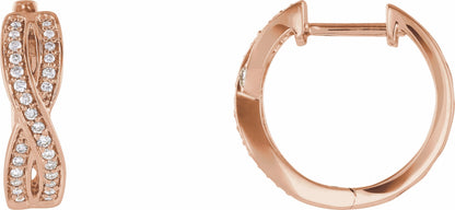 14K Rose 1/5 CTW Diamond Infinity-Inspired Hoop Earrings
