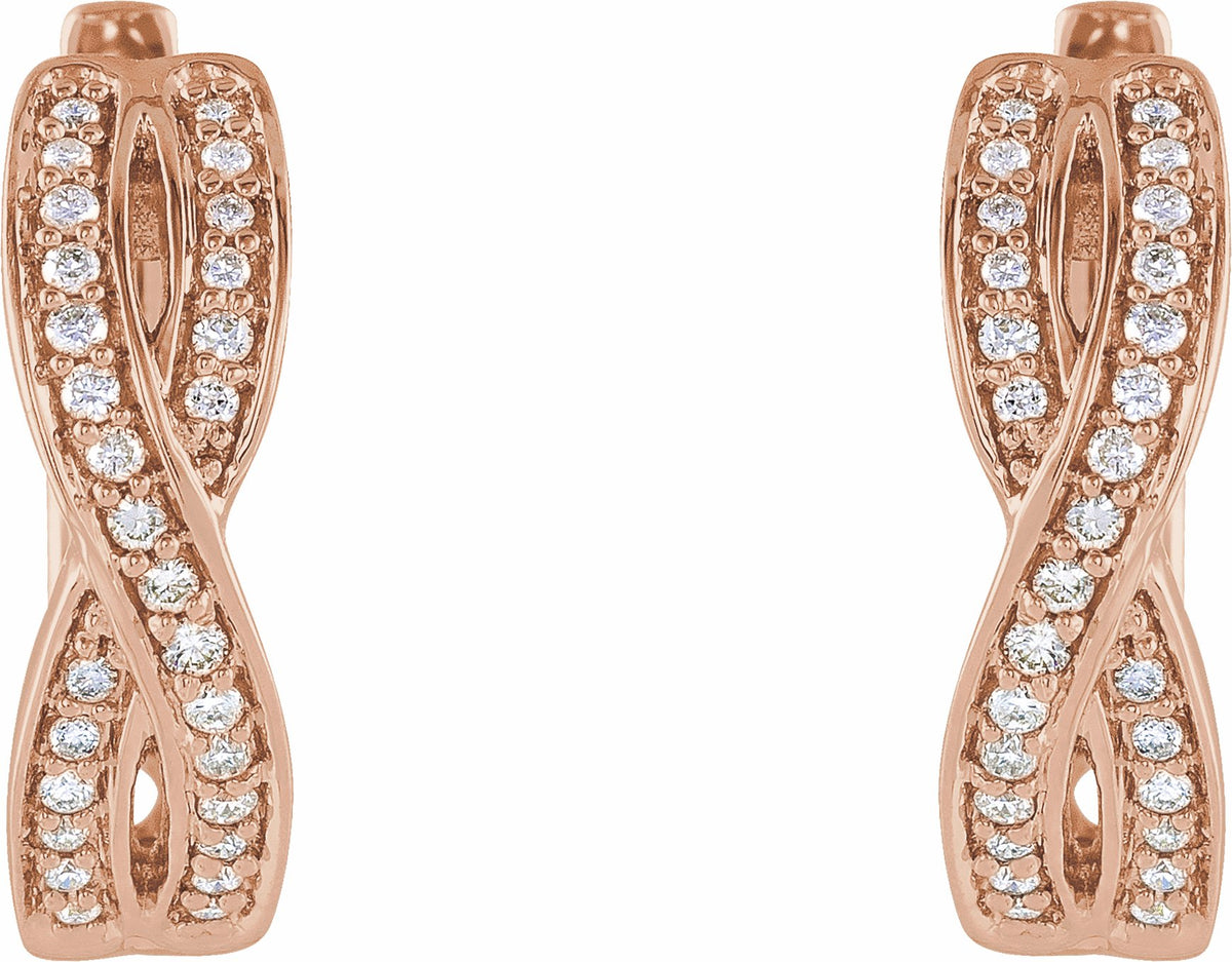 14K Rose 1/5 CTW Diamond Infinity-Inspired Hoop Earrings