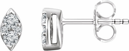14K White 1/5 CTW Diamond Cluster Earrings