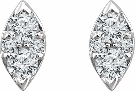 14K White 1/5 CTW Diamond Cluster Earrings