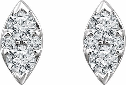 14K White 1/5 CTW Diamond Cluster Earrings