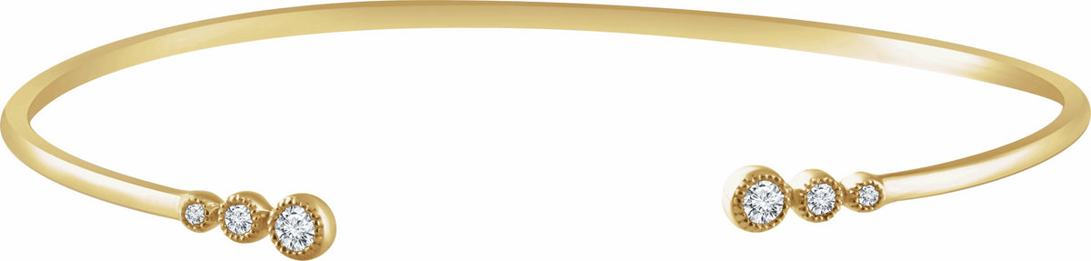 14K Yellow 1/4 CTW Diamond Cuff 7 Bracelet