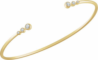 14K Yellow 1/4 CTW Diamond Cuff 7 Bracelet