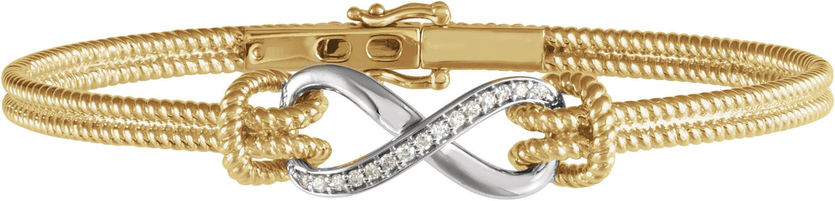 14K Yellow & White 1/8 CTW Diamond Bangle 7.5 Bracelet