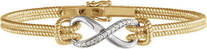 14K Yellow & White 1/8 CTW Diamond Bangle 7.5 Bracelet