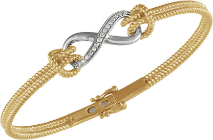 14K Yellow & White 1/8 CTW Diamond Bangle 7.5 Bracelet