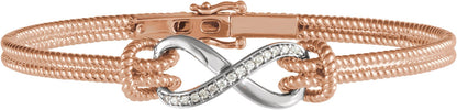 14K Rose & White 1/8 CTW Diamond Bangle 7.5 Bracelet