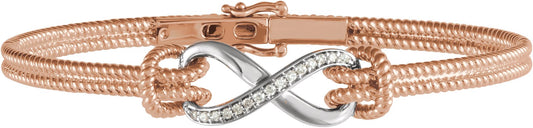 14K Rose & White 1/8 CTW Diamond Bangle 7.5 Bracelet