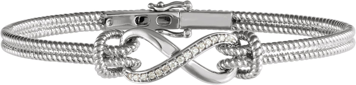 14K White 1/8 CTW Diamond Bangle 7.5 Bracelet