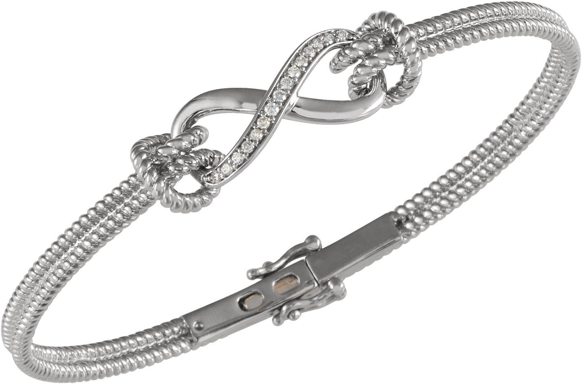 14K White 1/8 CTW Diamond Bangle 7.5 Bracelet