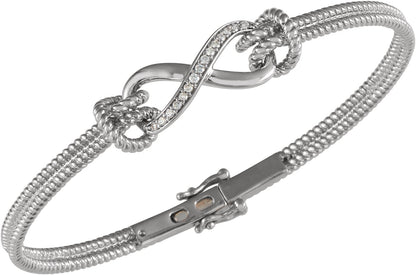 14K White 1/8 CTW Diamond Bangle 7.5 Bracelet