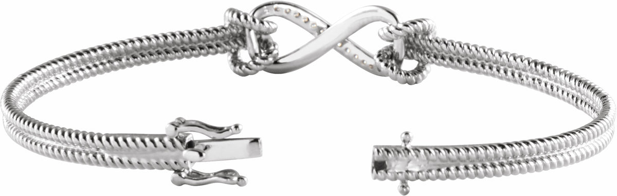 14K White 1/8 CTW Diamond Bangle 7.5 Bracelet