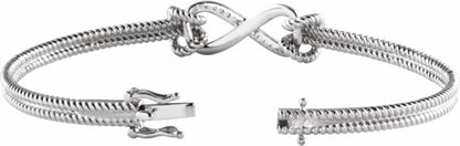 14K White 1/8 CTW Diamond Bangle 7.5 Bracelet