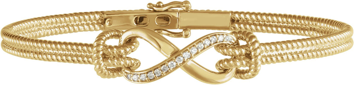 14K Yellow 1/8 CTW Diamond Bangle 7.5 Bracelet