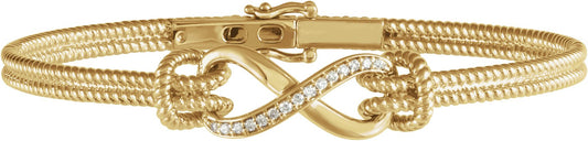 14K Yellow 1/8 CTW Diamond Bangle 7.5 Bracelet