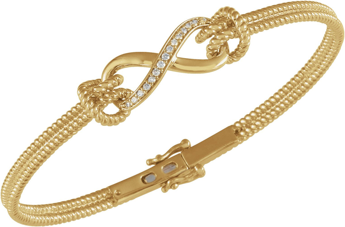 14K Yellow 1/8 CTW Diamond Bangle 7.5 Bracelet