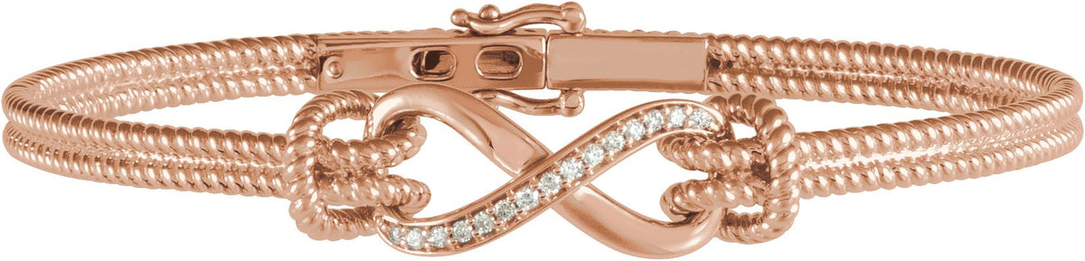 14K Rose 1/8 CTW Diamond Bangle 7.5 Bracelet