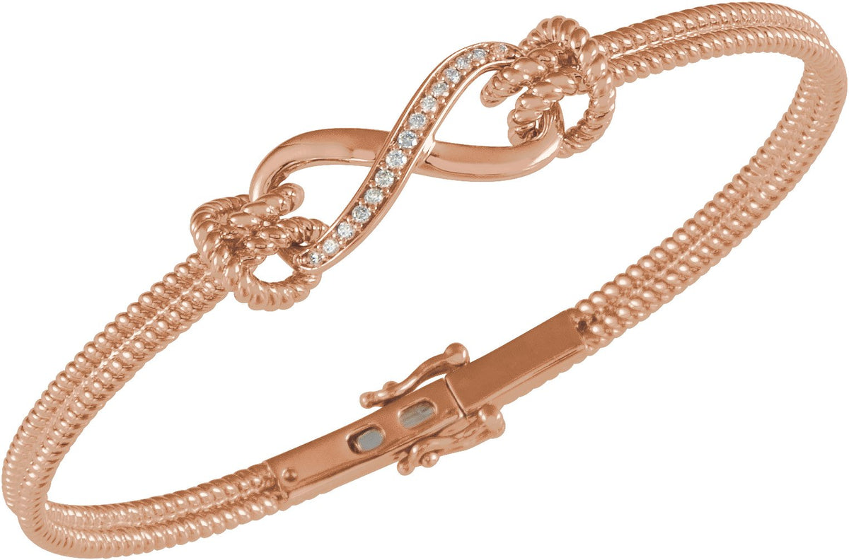 14K Rose 1/8 CTW Diamond Bangle 7.5 Bracelet