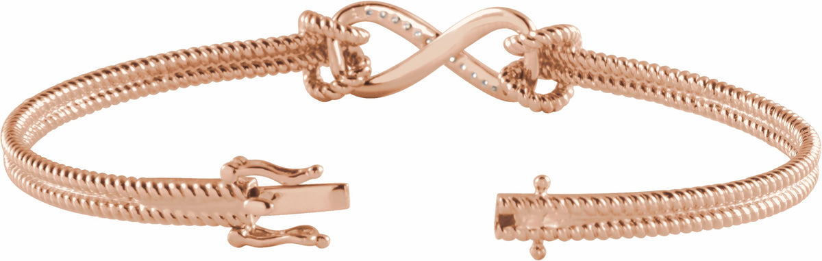 14K Rose 1/8 CTW Diamond Bangle 7.5 Bracelet