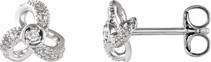 14K White 1/6 CTW Diamond Knot Earrings