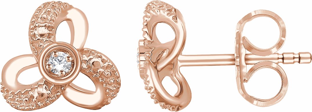 14K Rose 1/6 CTW Diamond Knot Earrings