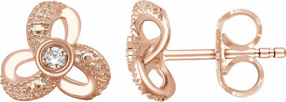 14K Rose 1/6 CTW Diamond Knot Earrings