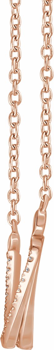 14K Rose 1/4 CTW Diamond Twisted Bar 16-18 Necklace